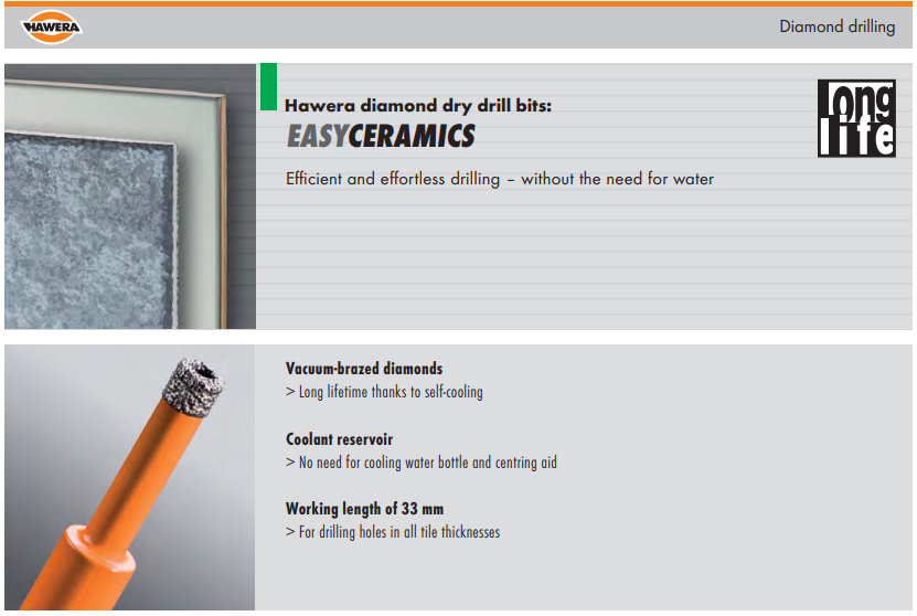 Сверло алмазное сухого реза 10х13 мм Hawera F00Y265673 - фото